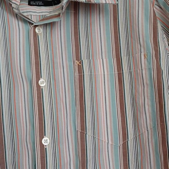 Marc Ecko Long Sleeve Multicolor Stripe Button down Shirt NWT size L - Picture 4 of 8